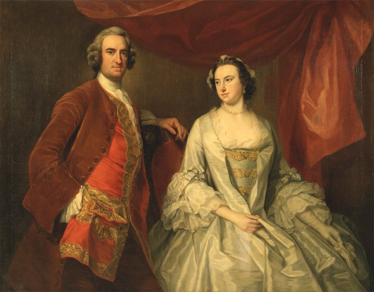 Un uomo e una donna, possibilmente della famiglia Missing, di Little Park House, Wickham, Hampshire da George Knapton