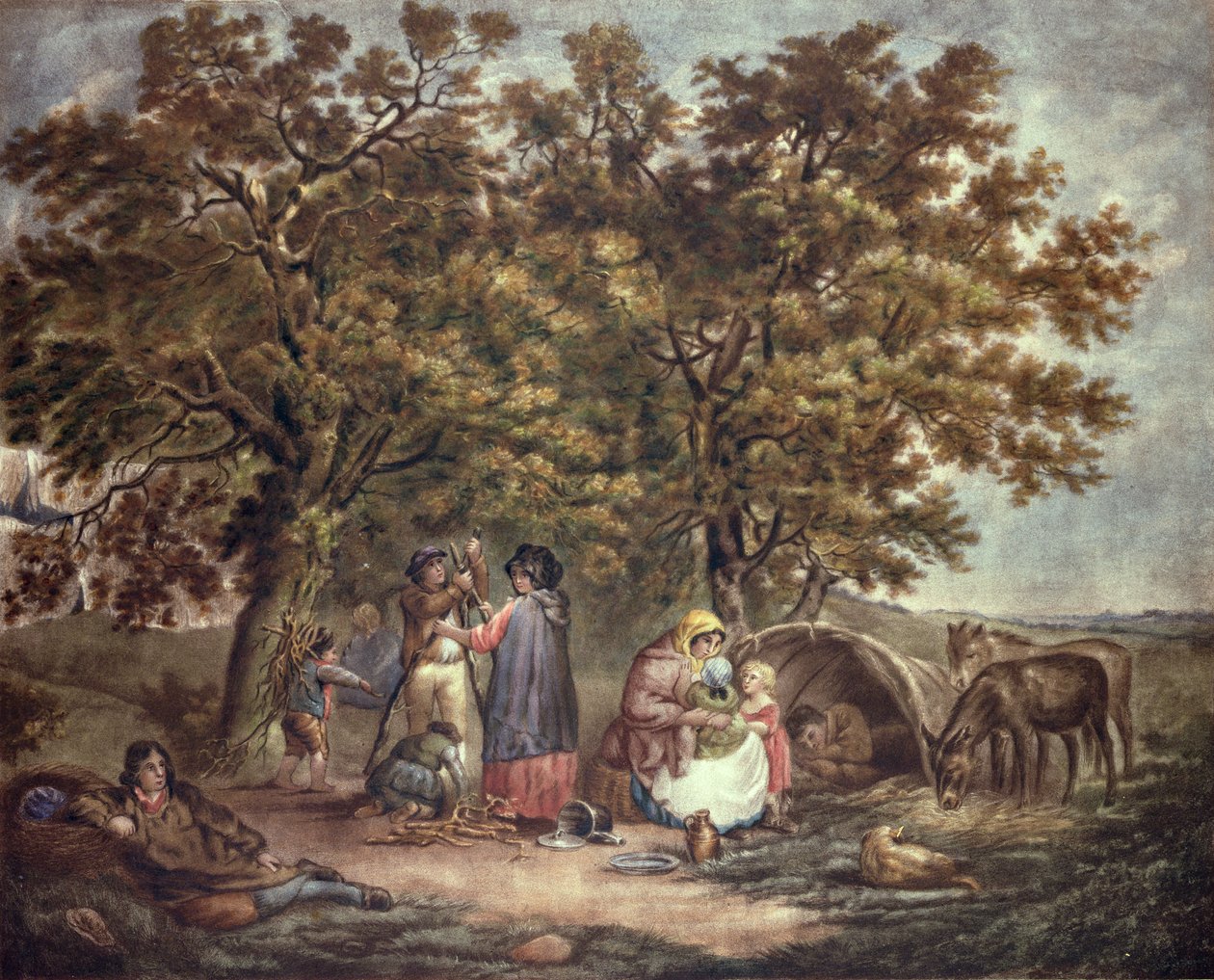 La tenda degli zingari, inciso da Joseph Grozar da George Morland