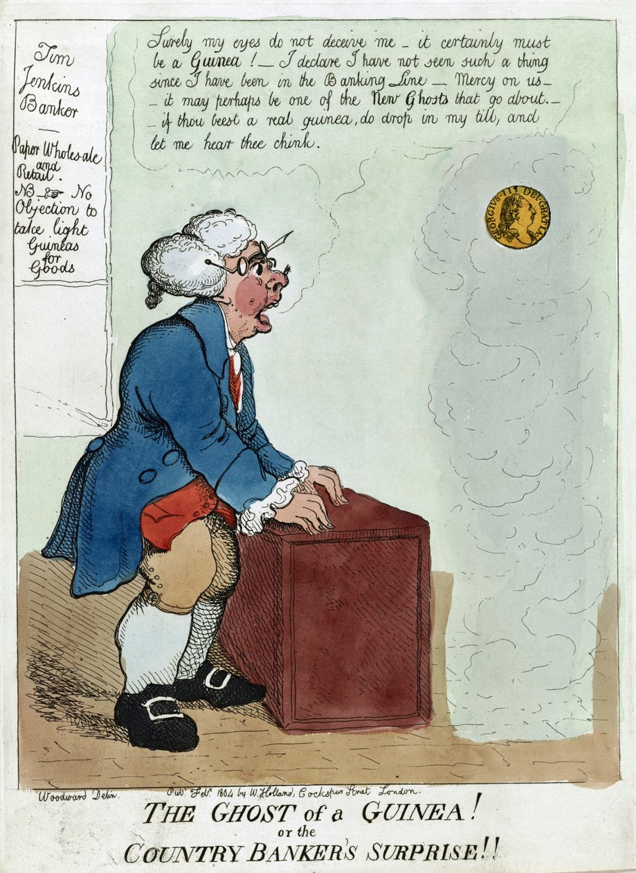 Il fantasma di una Guinea! O la sorpresa del banchiere di campagna!!, 1804 da George Moutard Woodward
