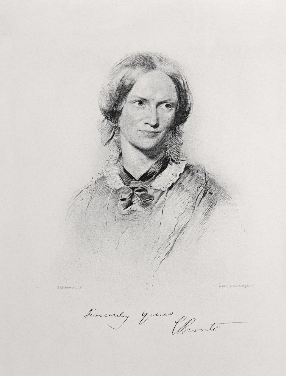 Ritratto di Charlotte Bronte, inciso da Walker e Boutall da George Richmond