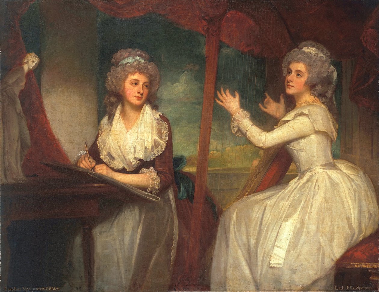 Lady Caroline Spencer, poi viscontessa Clifden, e sua sorella, Lady Elizabeth Spencer, 1786-92 da George Romney