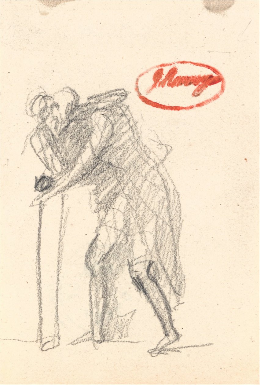 Possibilmente una figura piegata con bastone per vecchiaia da George Romney