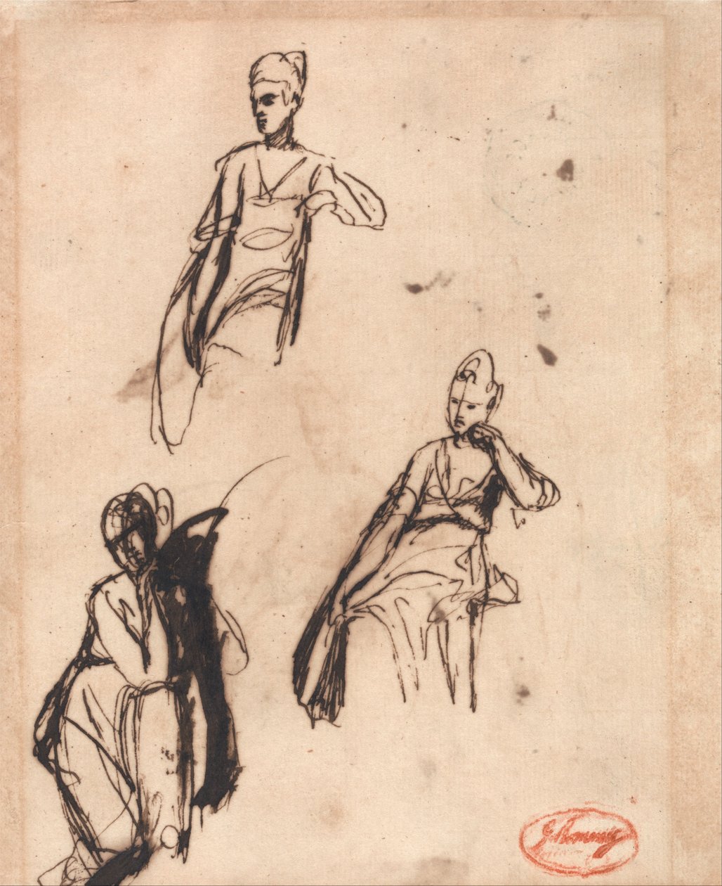 Donna seduta - Tre pose da George Romney