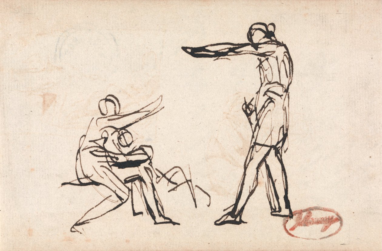 Figura in piedi che minaccia una madre e un bambino da George Romney