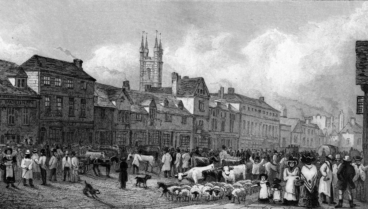 Giorno di Mercato ad Ashford, Kent, inciso da T. Garner, 1830 da George Shepherd