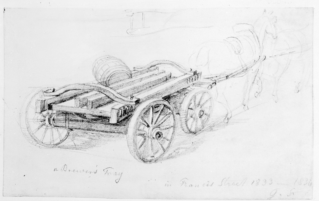 Carro del birraio in Francis Street, 1833 da George Snr Scharf