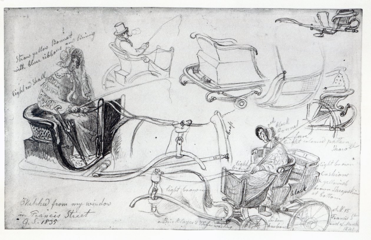 Pony e trappole su Francis Street, Londra, 1835 da George Snr Scharf