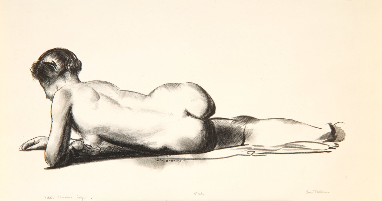 Studio di nudo, donna sdraiata prona, 1923-24 da George Wesley Bellows