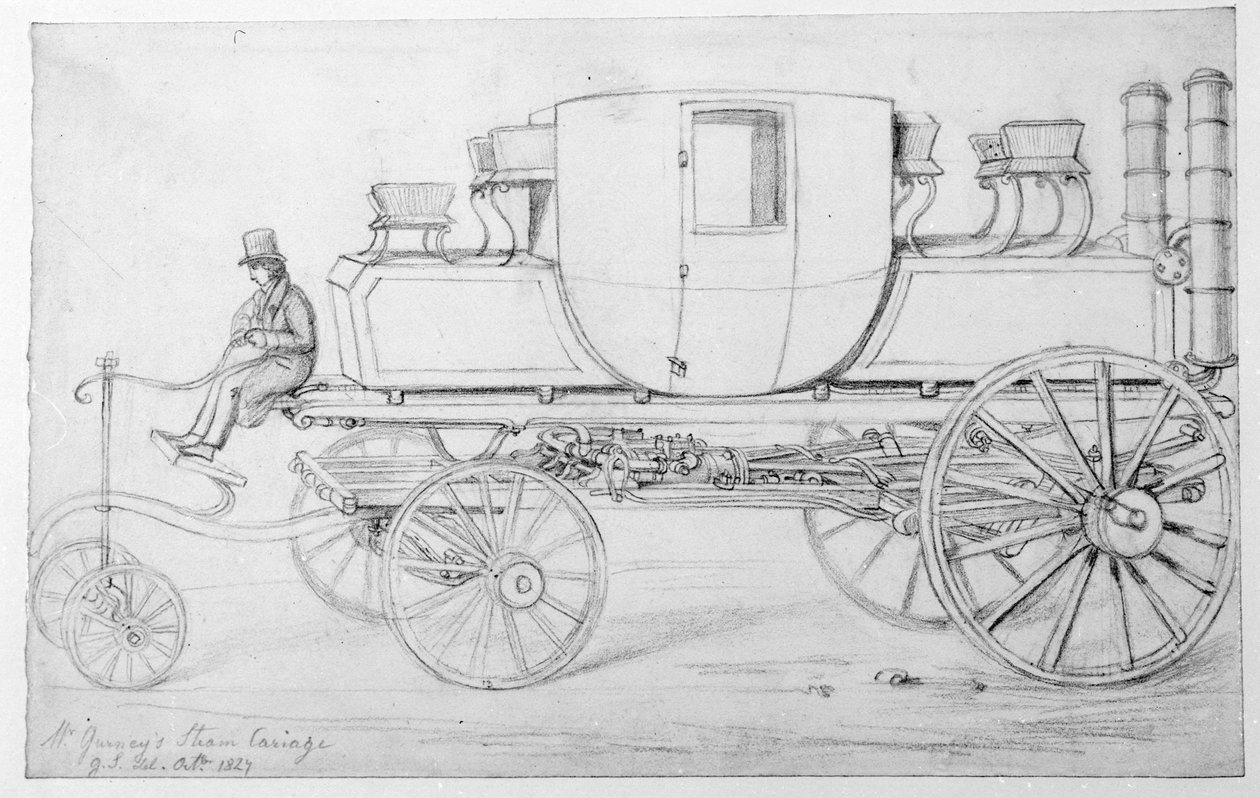 Carro a vapore di Gurney, 1827 da George the Elder Scharf