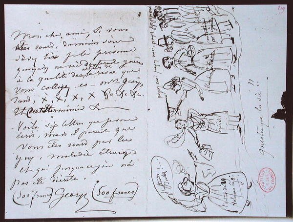Lettera di George Sand (1804-76) a Francois Buloz, Editore della 