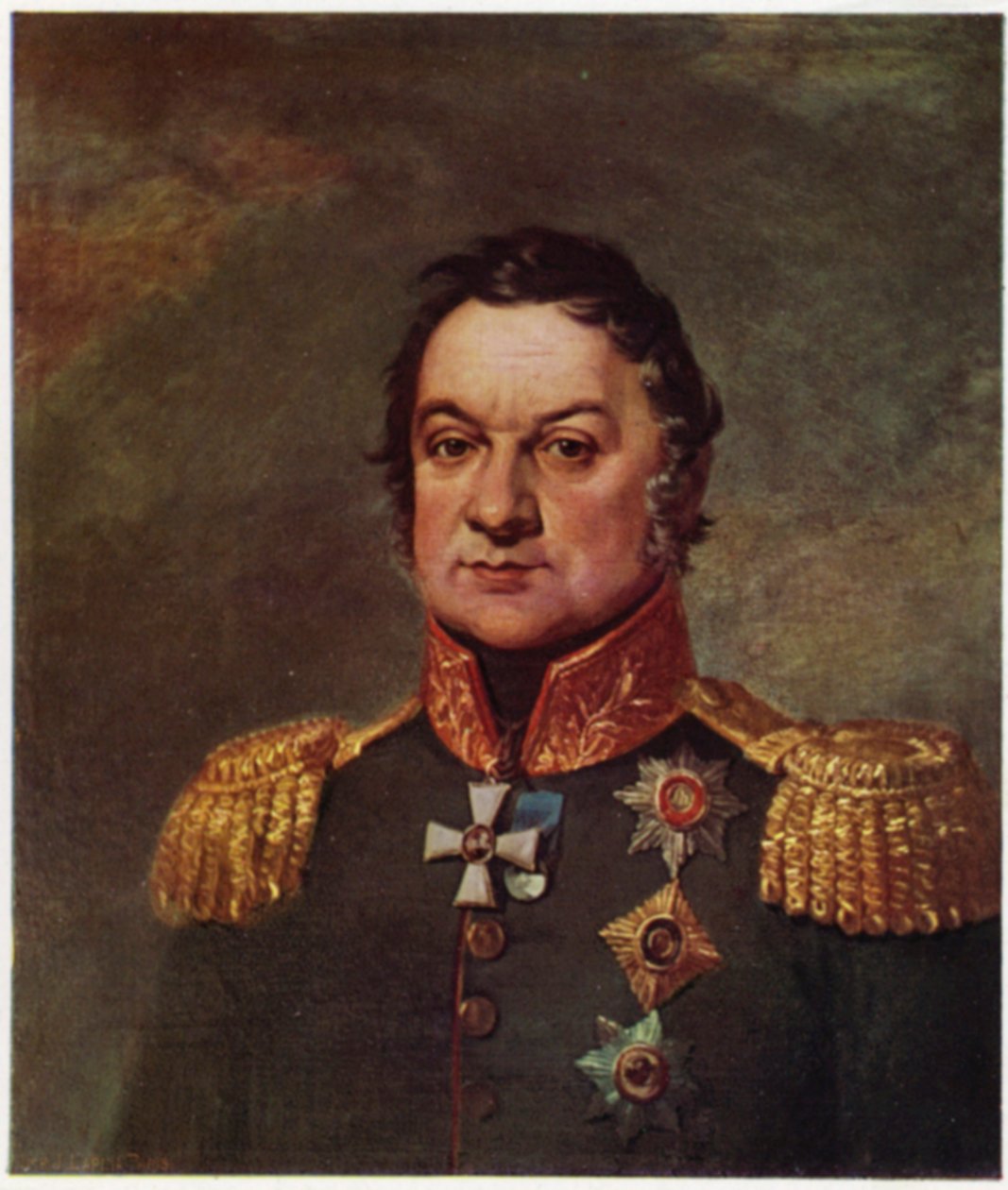 Ritratto di Dmitrij Dokhturov (litografia a colori) da George (after) Dawe
