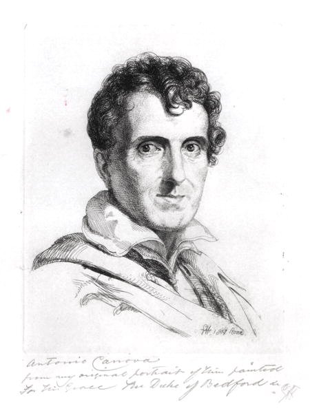 Ritratto di Antonio Canova (1757-1822) 1817 (incisione) da George (after) Hayter