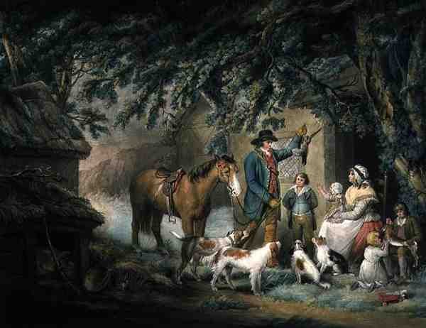 Sera, o Il ritorno del cacciatore, inciso e pub. da Joseph Grozer da George (after) Morland