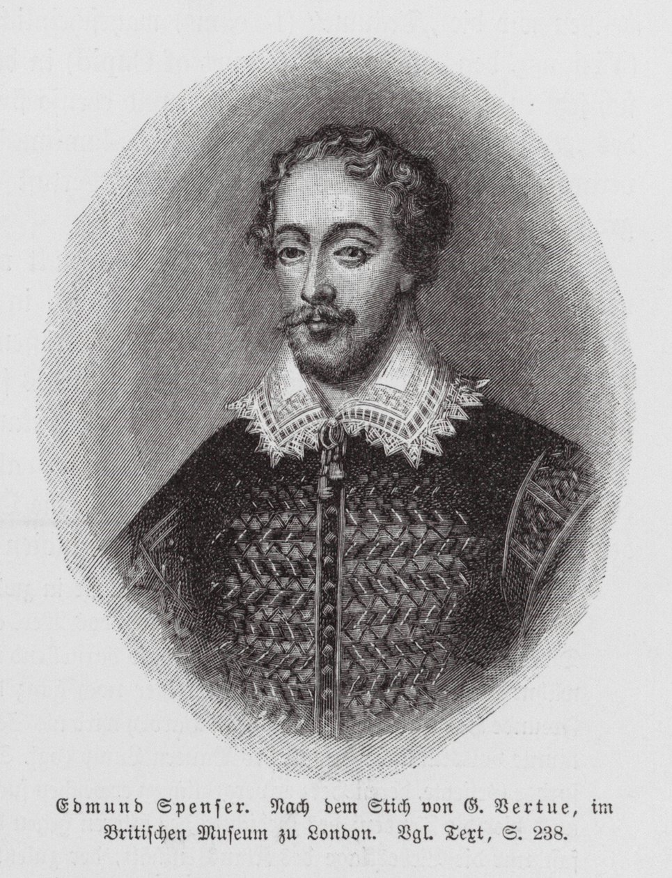 Edmund Spenser, poeta inglese (incisione) da George (after) Vertue