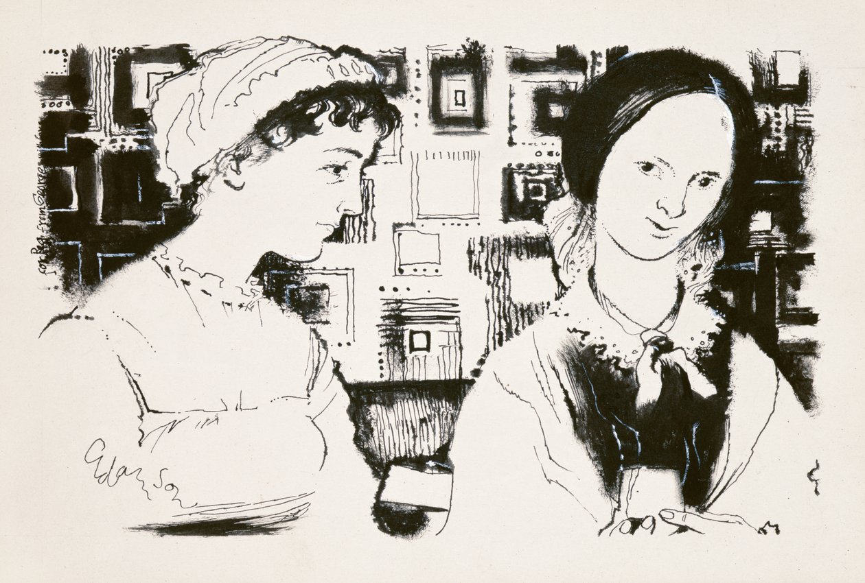 Jane Austen (1775-1817) e Charlotte Bronte (1816-55) - un incontro immaginario da George Adamson