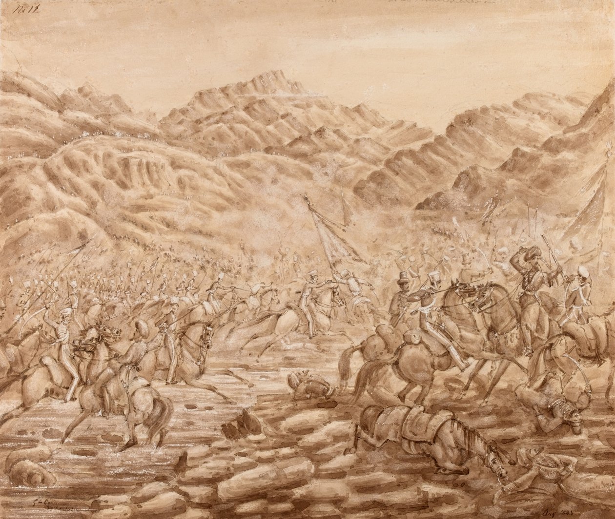 Carica della cavalleria della retroguardia nella battaglia di Tezeen da George Alfred Croly