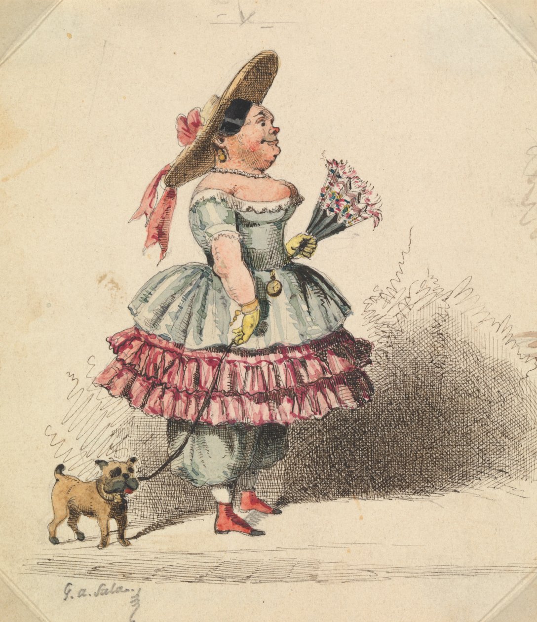 Fanciulla Grottesca con Cane da George Augustus Sala