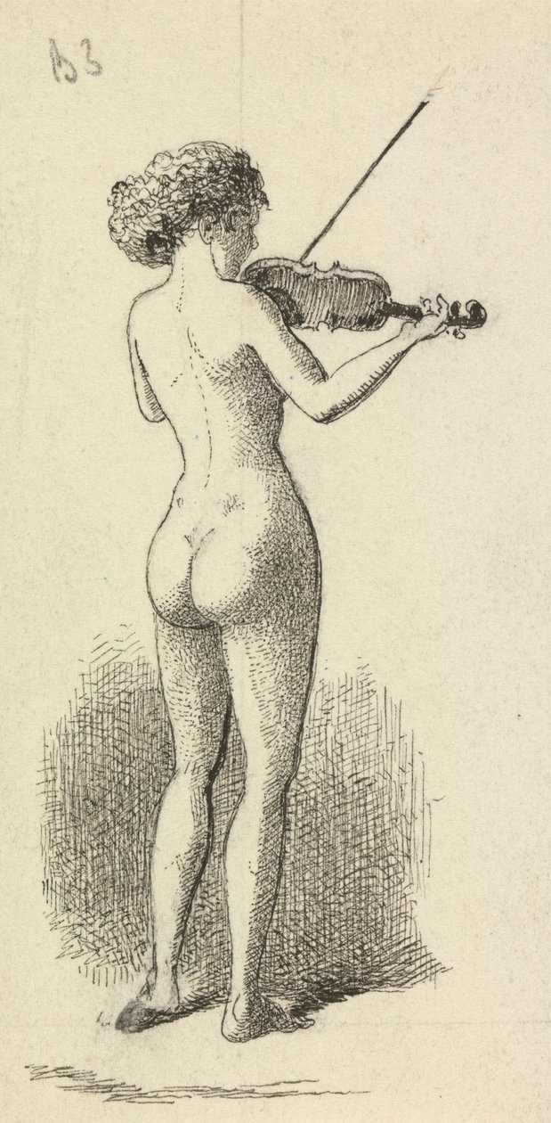 Donna nuda che suona il violino da George Augustus Sala