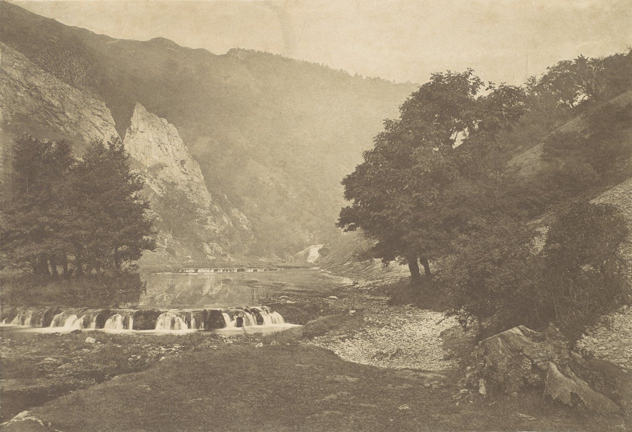 Ingresso a Dove Dale, Derbyshire, anni 1880, stampato 1888 da George Bankart