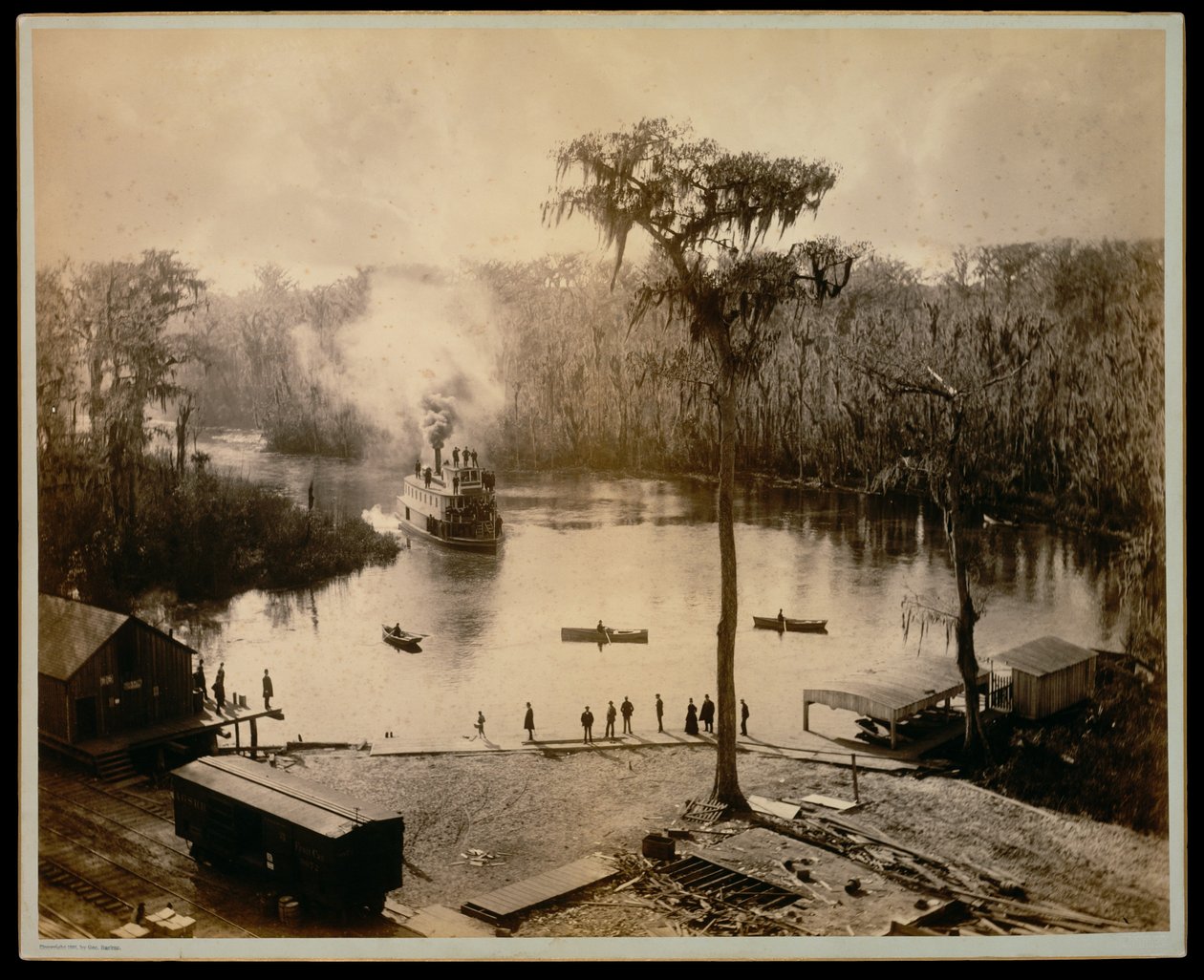 [Battello a ruota di poppa in arrivo a Silver Springs, Florida, dopo una navigazione notturna risalendo i fiumi St. Johns, Oklawaha e Silver] da George Barker