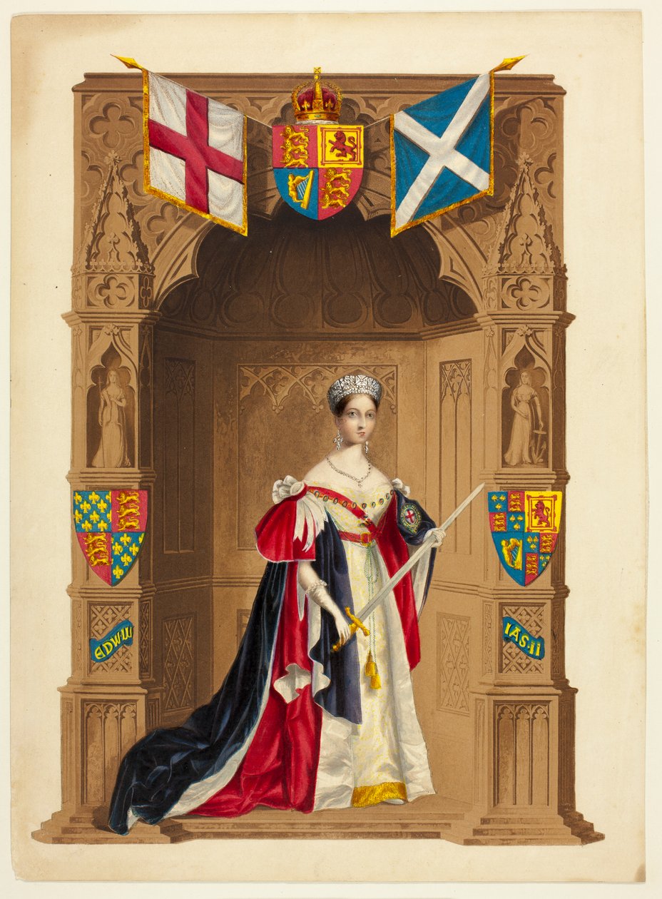Sua Maestà la regina Vittoria, detta anche regina Vittoria in qualità di sovrana dell’Ordine della Giarrettiera da George Baxter