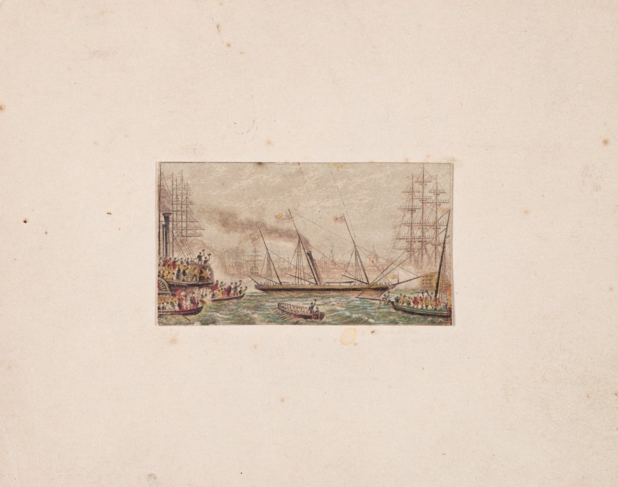 Stampa della scatola degli aghi: La flotta reale nella baia di Kilkenny, 1850 da George Baxter