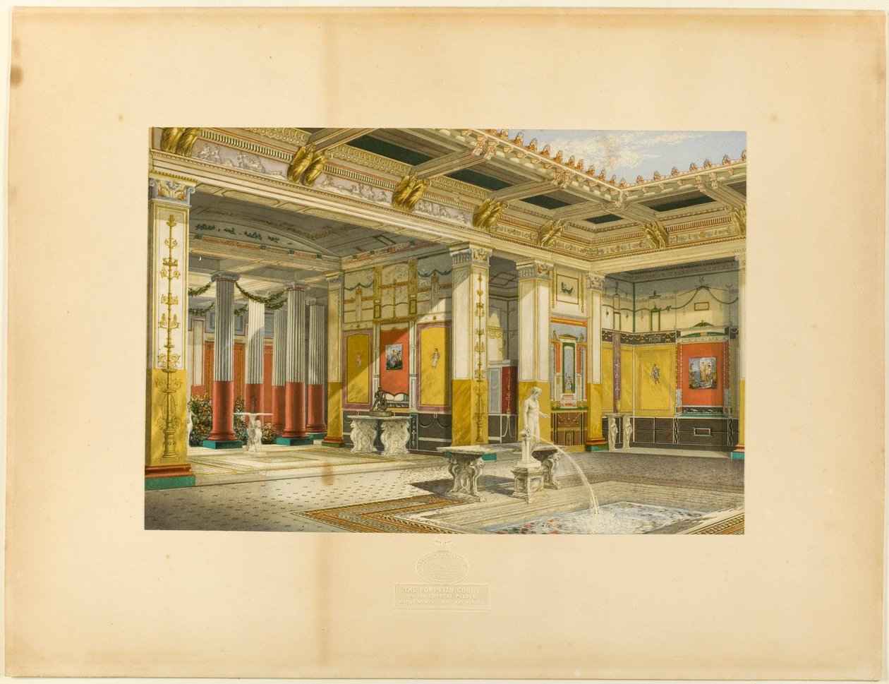 La corte pompeiana del Palazzo di Cristallo. Digby Wyatt, Esq., architetto da George Baxter