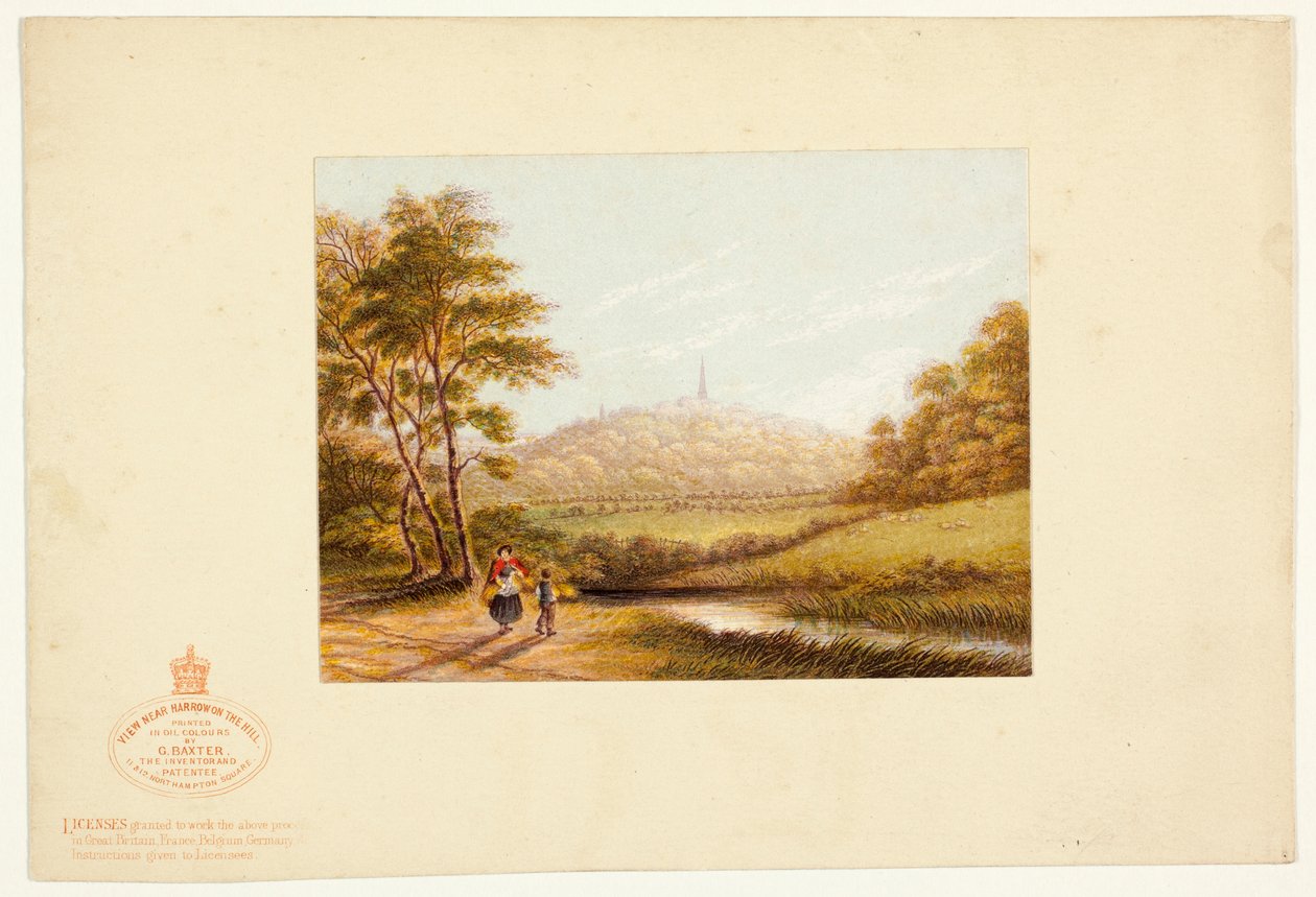 Veduta da Harrow-on-the-Hill da George Baxter