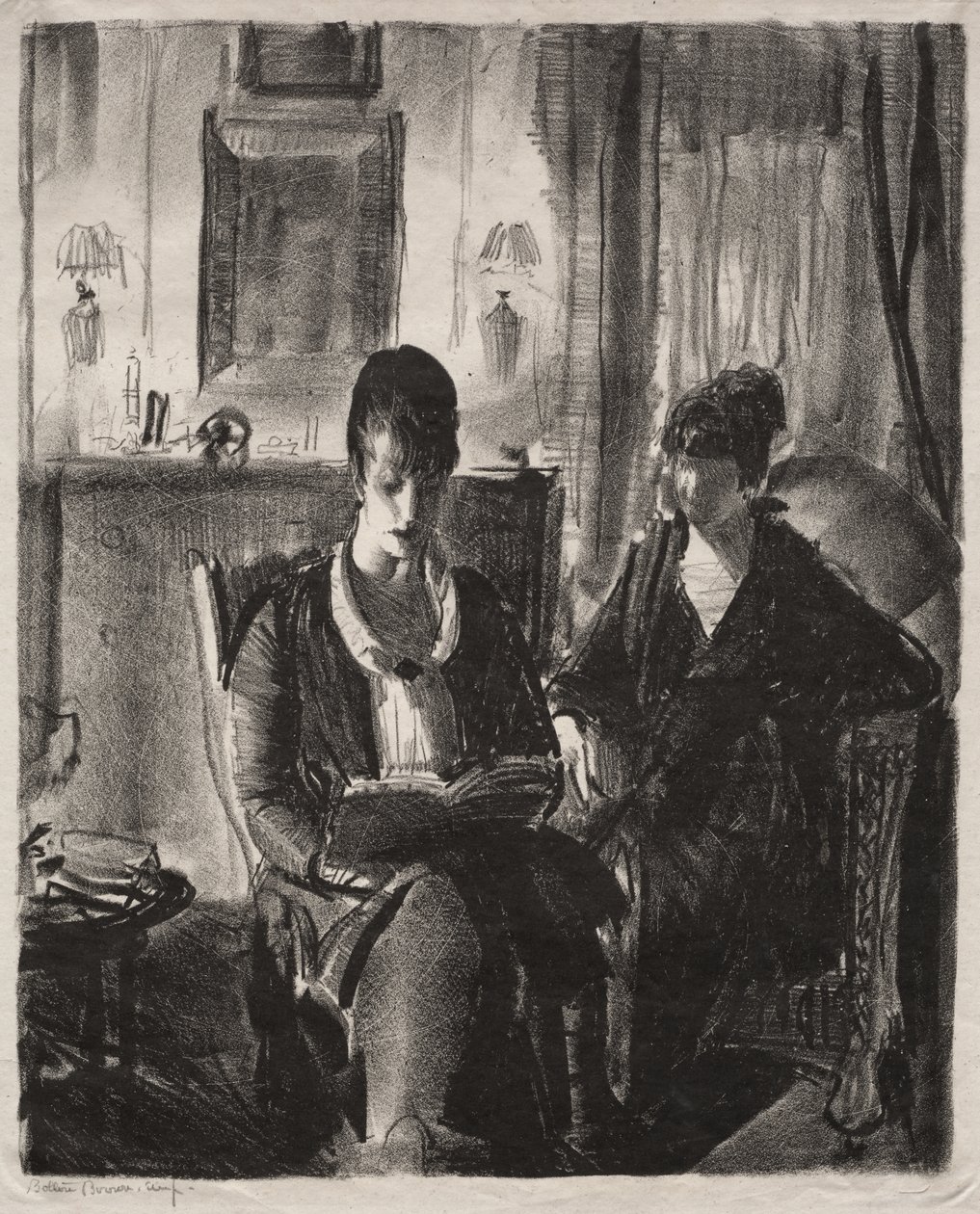 Elsie legge a Emma, prima pietra da George Bellows