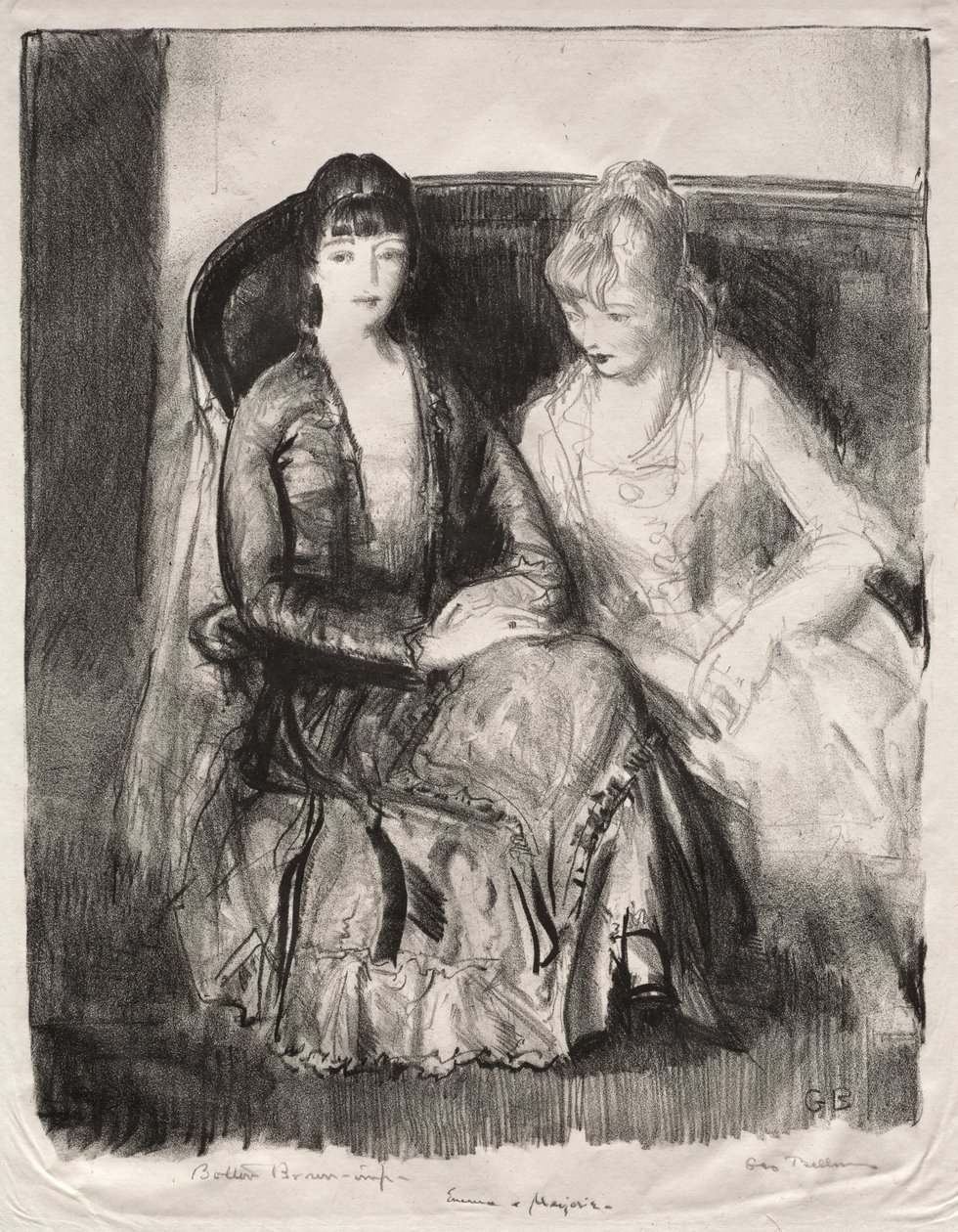 Emma e Marjorie su un divano da George Bellows