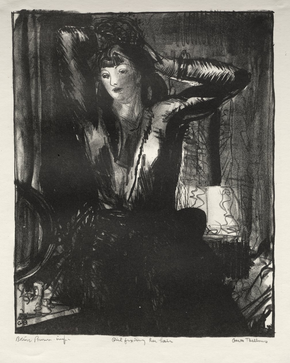 Ragazza che si sistema i capelli da George Bellows