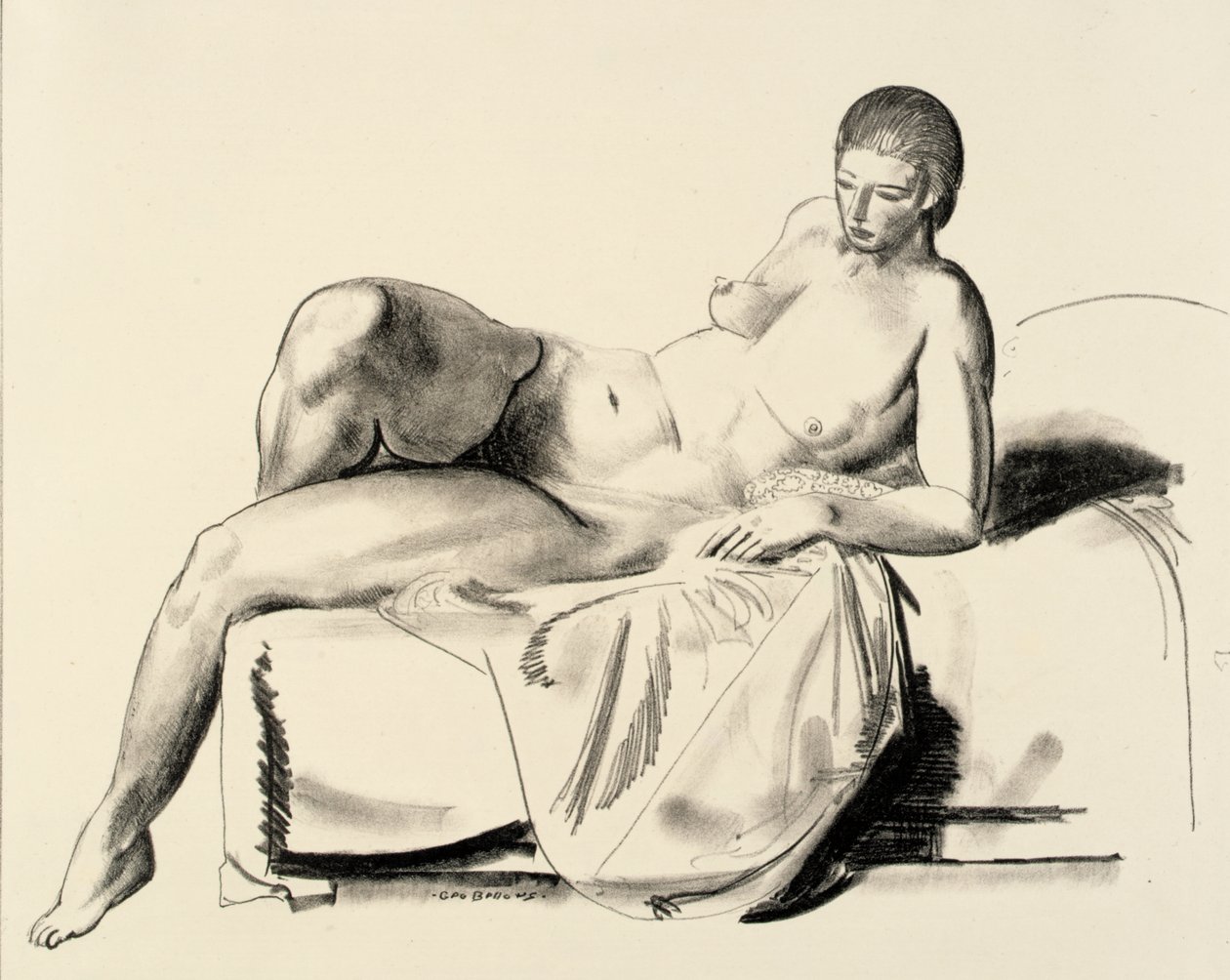 Studio di nudo, classica su un divano da George Bellows