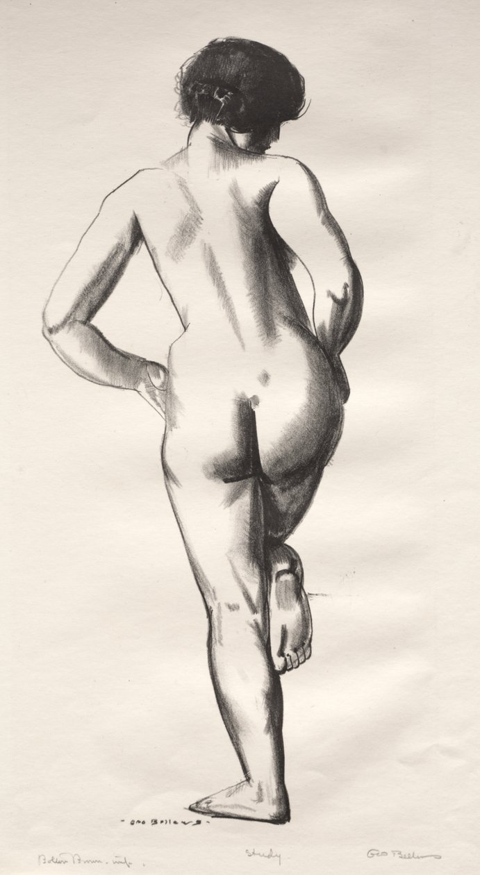 Studio di nudo, ragazza in equilibrio su un piede solo da George Bellows