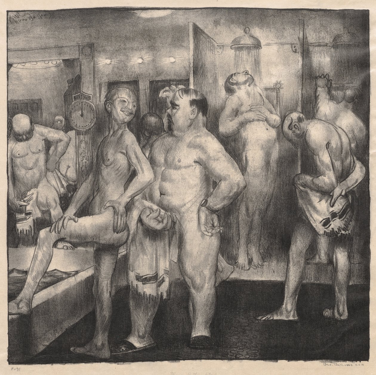 Bagno con doccia, dettaglio da George Bellows