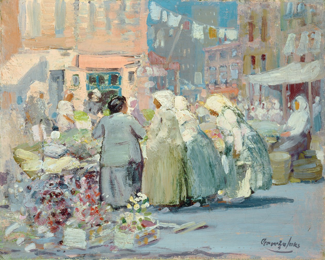 Mattina di primavera, Houston e Division Streets, New York da George Benjamin Luks