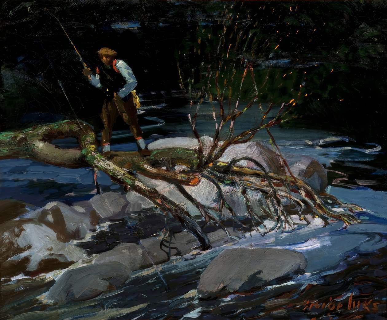Pesca alla trota, "The Screecher", lago Rossignol, Nuova Scozia da George Benjamin Luks