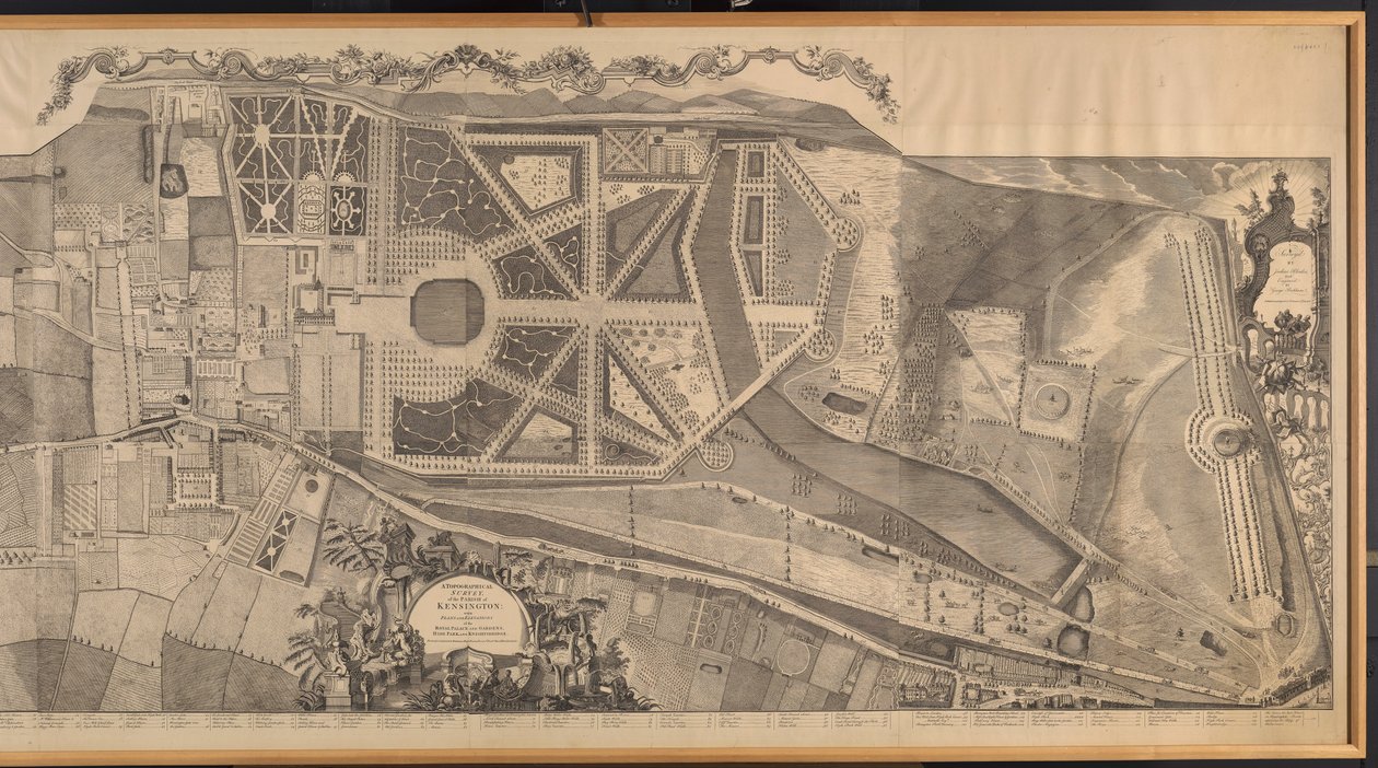 Un Sondaggio Topografico della Parrocchia di Kensington con Piani ed Elevazioni del Palazzo Reale e dei Giardini, Hyde Park e Knightsbridge da George Bickham