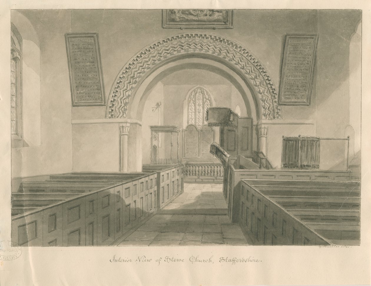 Interno della Chiesa di Stowe da George Buckler