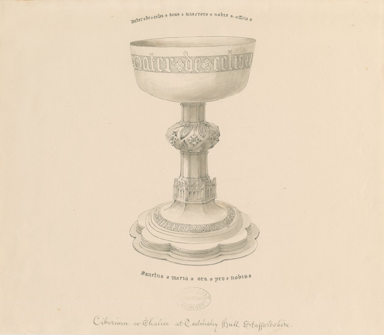 Teddesley Park - Calice: disegno a penna, nd [?19th cent] da George Buckler