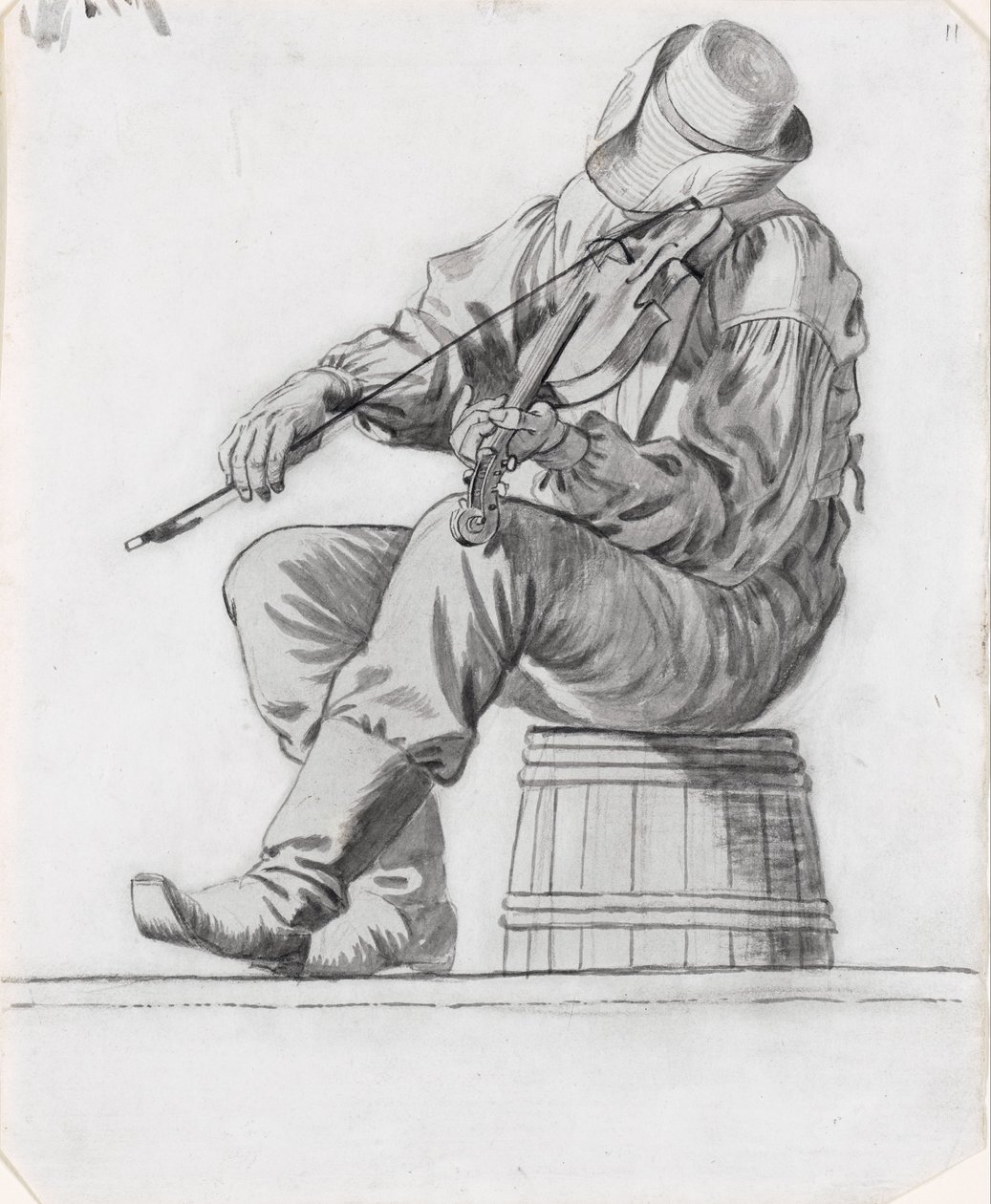 Violinista (studio per The Jolly Flatboatmen) (recto) da George Caleb Bingham