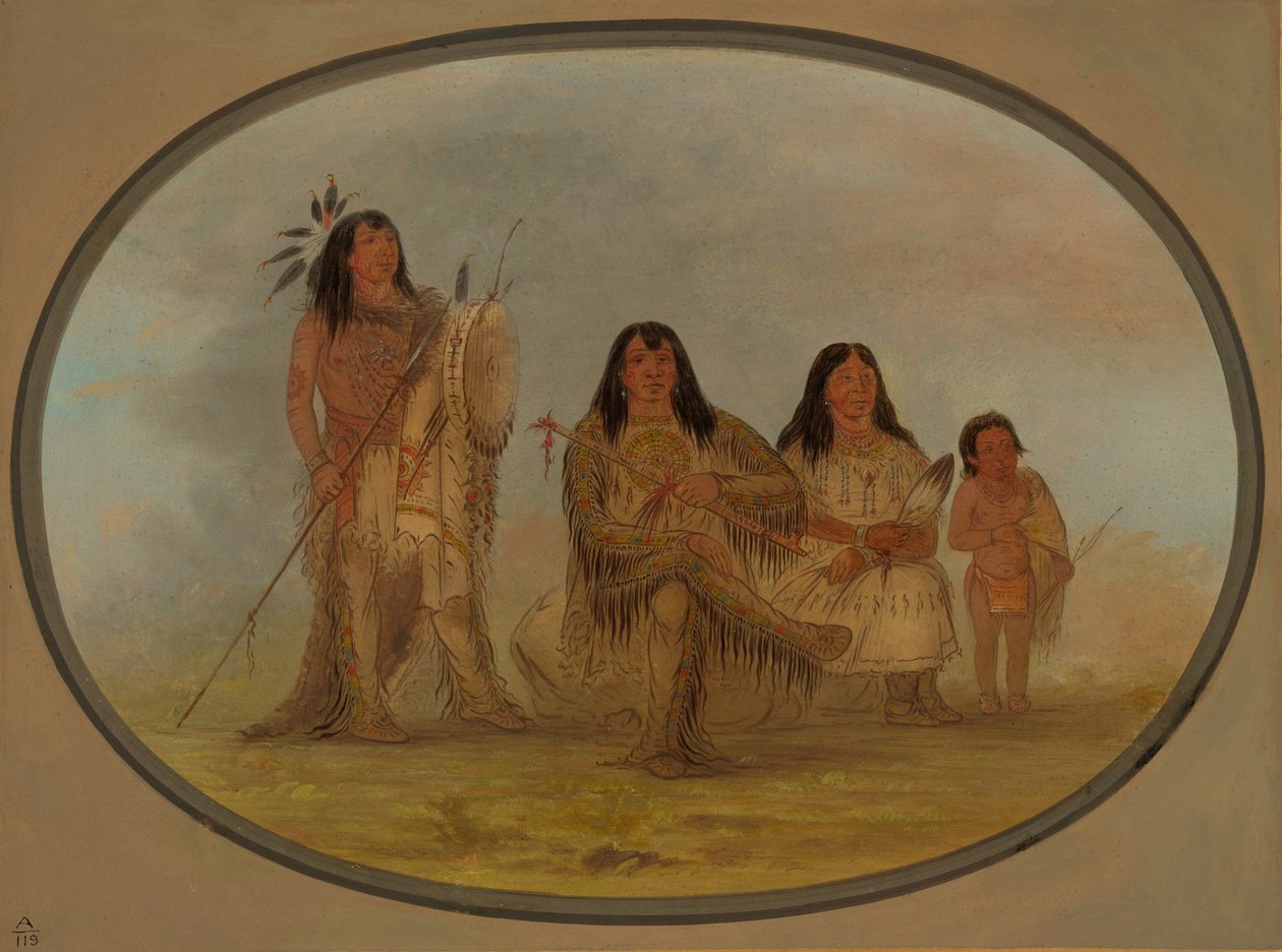 Capo Blackfoot, sua moglie e un uomo di medicina da George Catlin