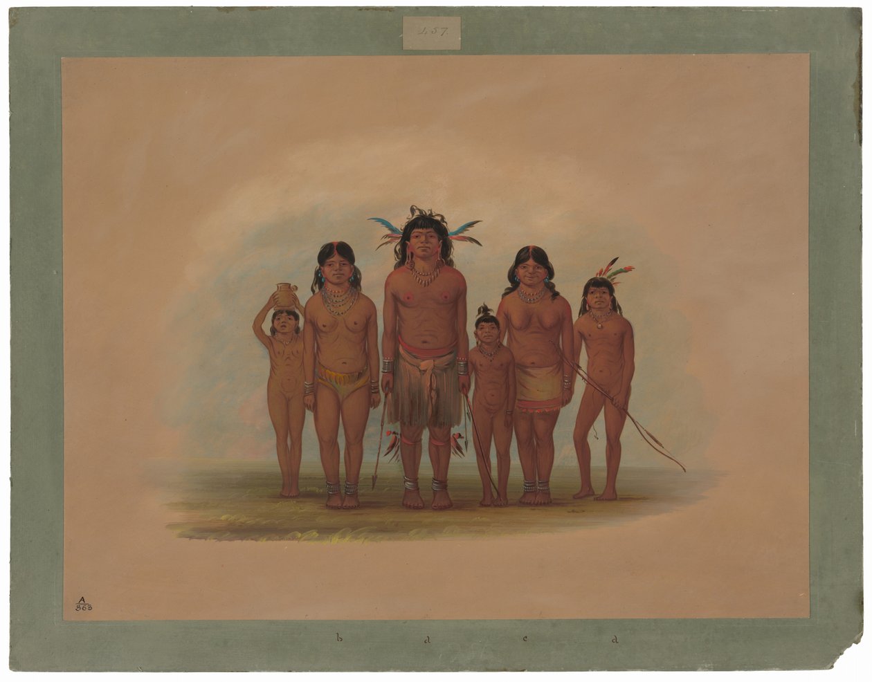 Una famiglia indiana Connibo da George Catlin