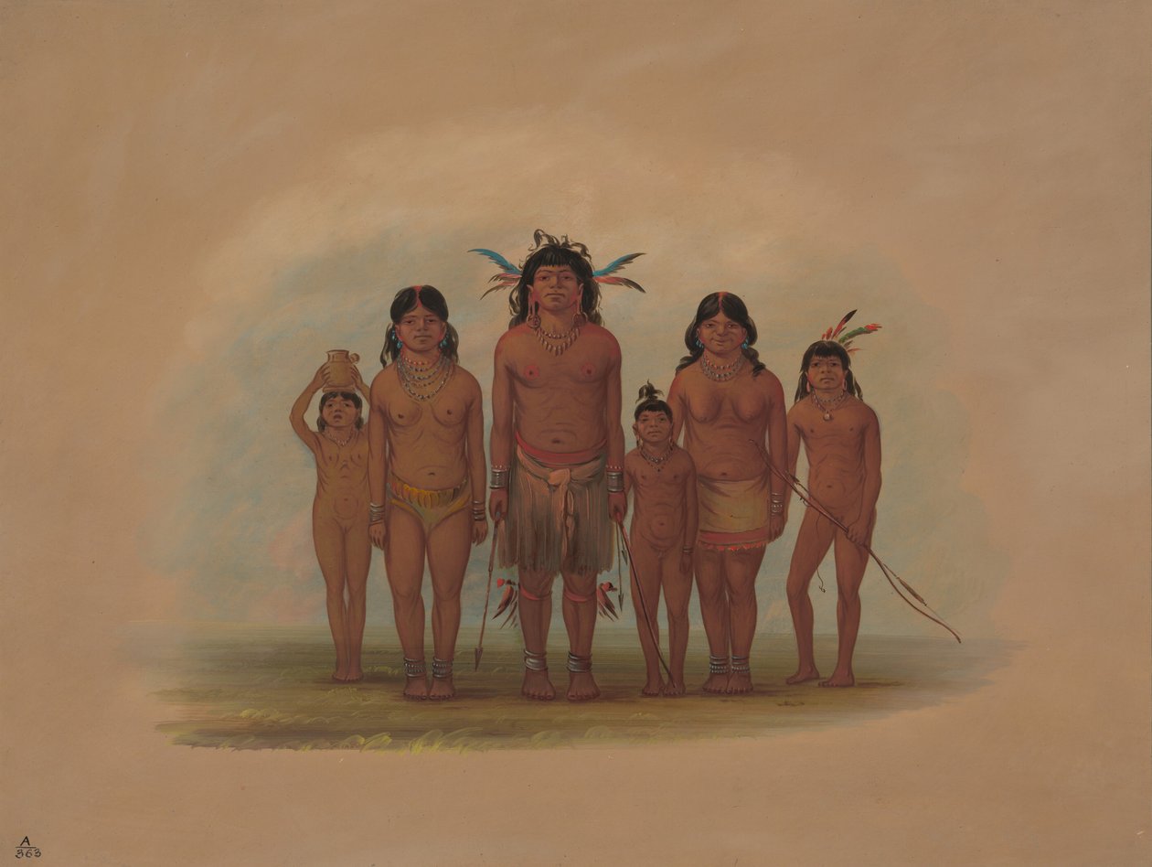 Una famiglia indiana Connibo da George Catlin