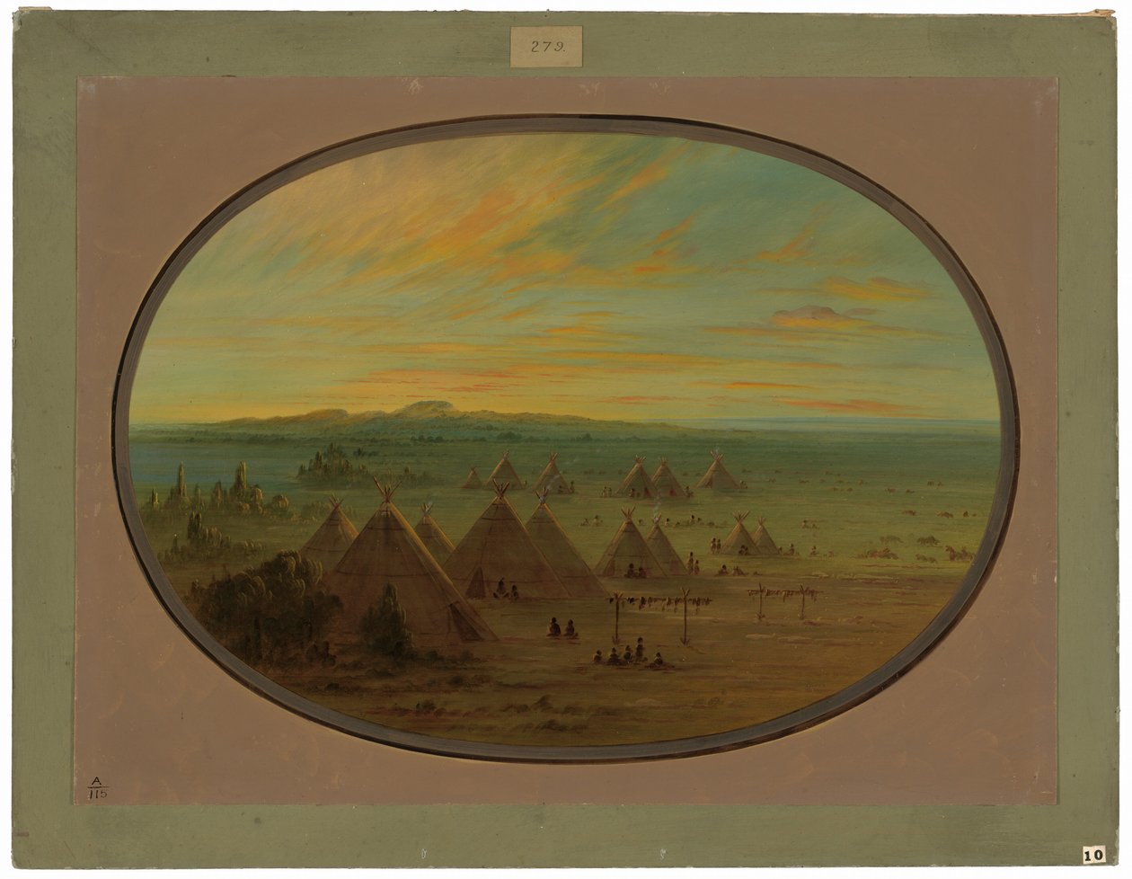 Un villaggio di corvi sul fiume Salmon da George Catlin