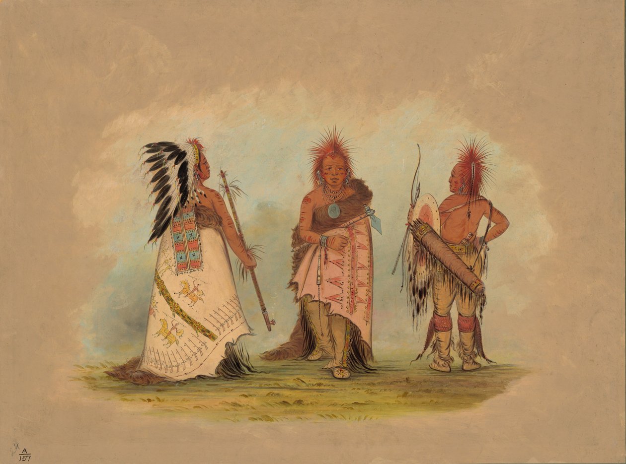 Un capo Pawnee con due guerrieri, 18611869 | George Catlin