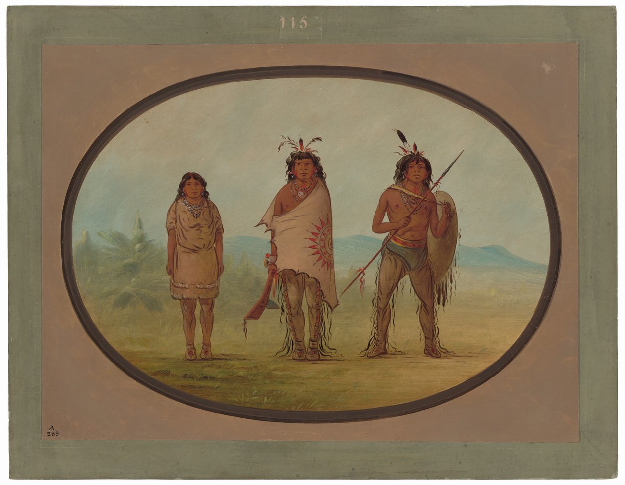 Un capo Yuma, sua figlia e un guerriero da George Catlin