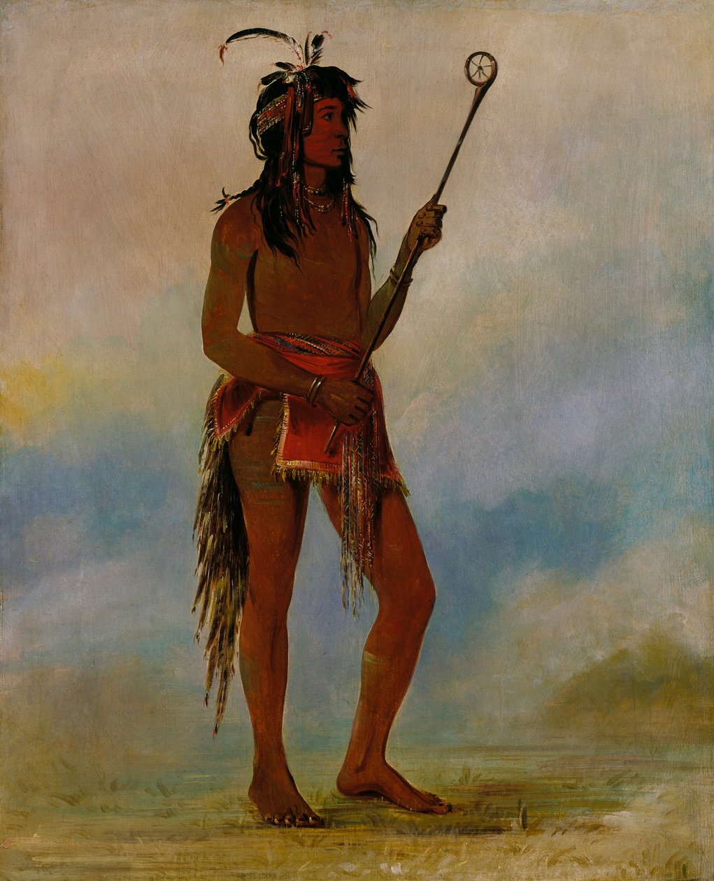 Ah-nó-je-nahge, colui che sta da entrambi i lati, un illustre giocatore di palla. da George Catlin