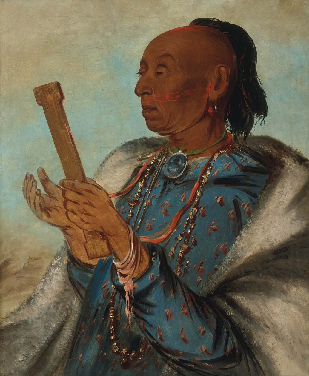 Ah-tón-we-tuck, tacchino, mentre ripete la sua preghiera da George Catlin