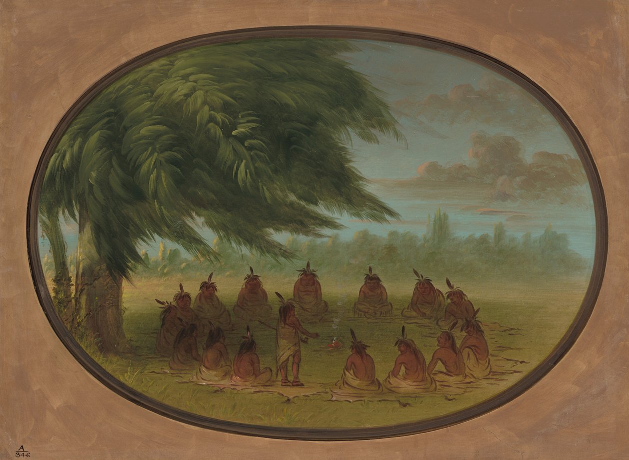 Un consiglio indiano - Sioux, 1861-1869 da George Catlin