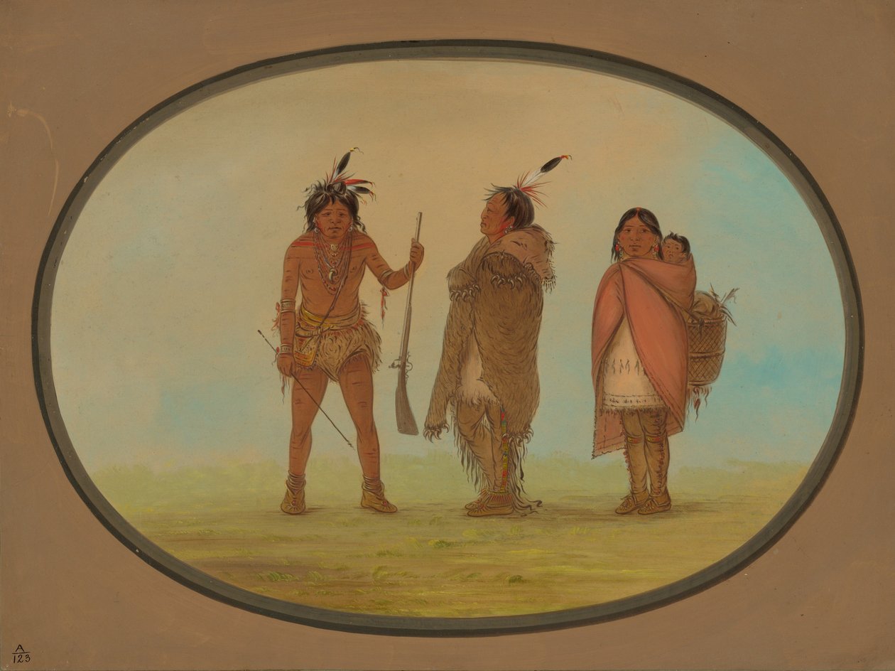Capo Arapaho, sua moglie e un guerriero, 1861-1869 da George Catlin